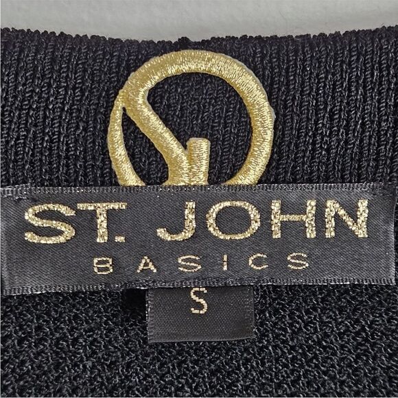 St. John Black Knit Cardigan with Gold Accents - Picture 4 of 11
